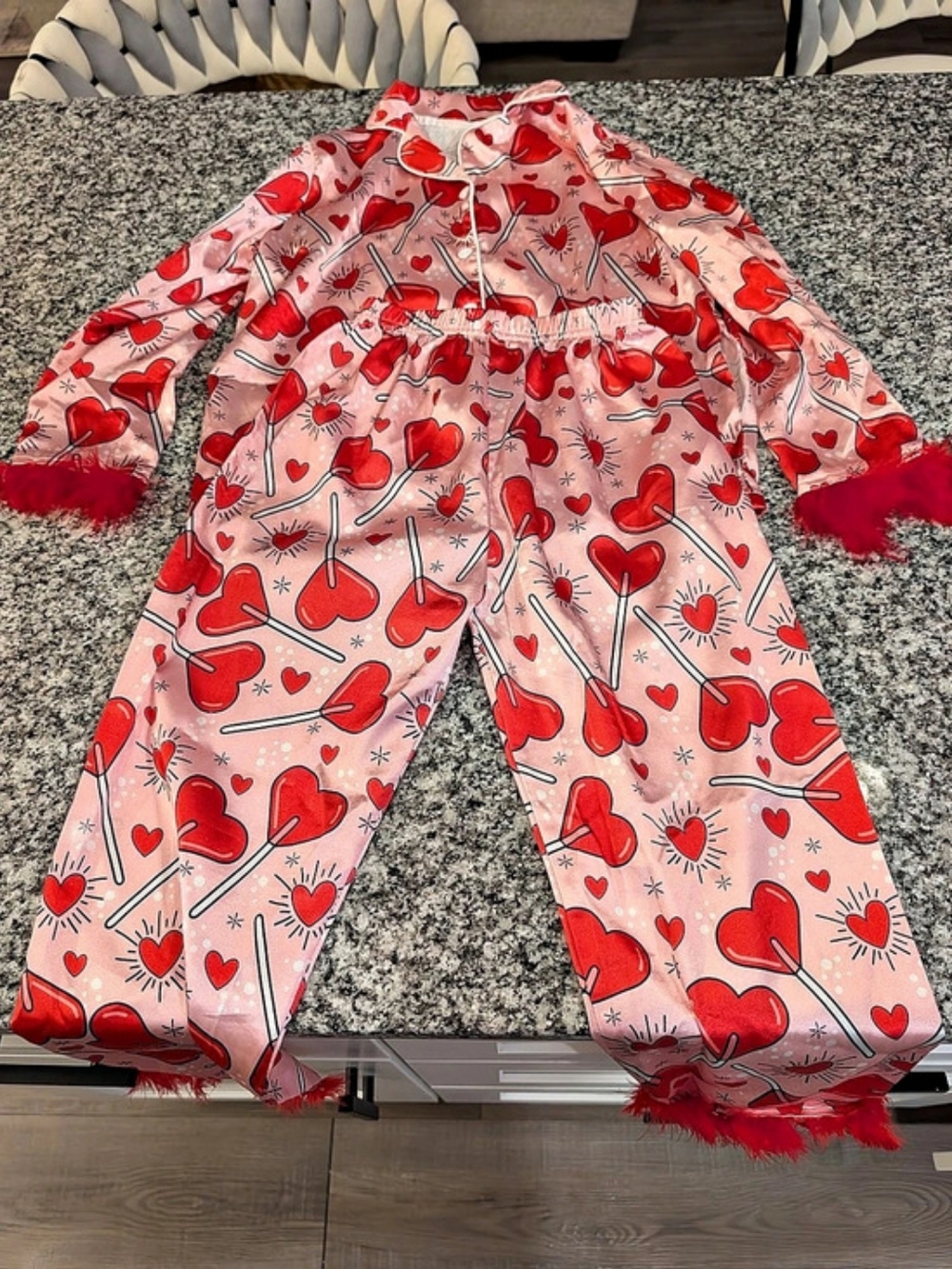 Kids Pink & Red Heart Candy Jumpsuit
